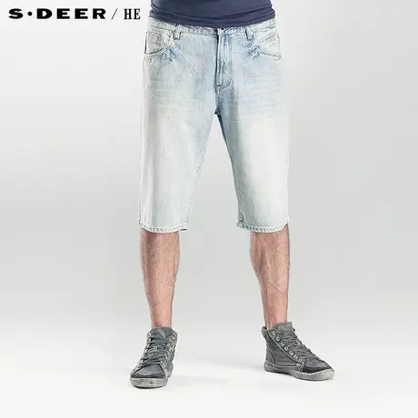 【上新】sdeerhe圣迪奥男装专柜正品旧磨白休闲男中裤3270752图片