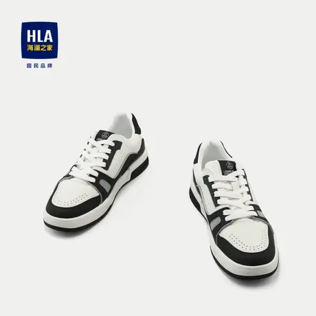 HLA/海澜之家耐磨休闲鞋2024新款圆头系带橡胶底休闲板鞋男图片