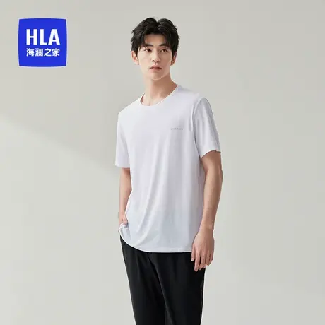 HLA/海澜之家男士冰丝透气网眼夏季短袖可外穿睡衣睡裤家居服套装图片