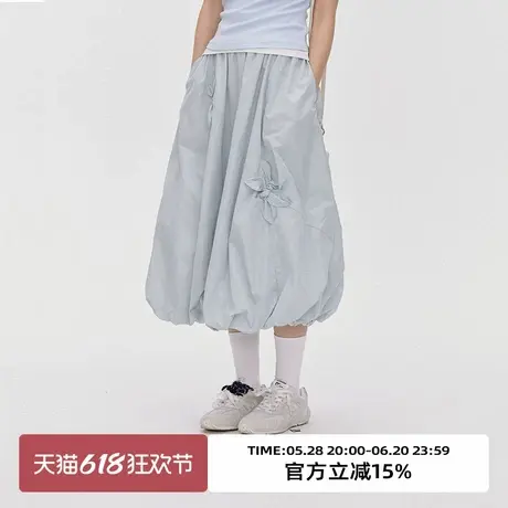 omont蛋挞家 立体花朵设计花苞半身裙2025春季高腰显瘦蓬蓬中长裙图片