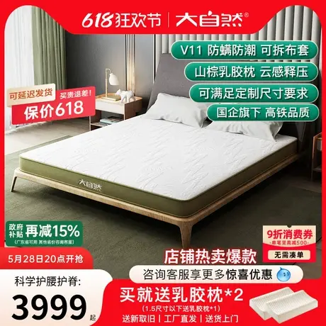 大自然棕垫床垫软垫家用荣耀30年纪念款天然山棕榈护脊乳胶床酒店图片