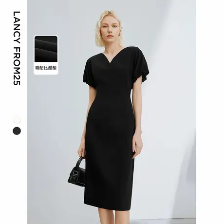 朗姿法式醋酸设计感收腰裙子女夏款2024新款高级感女装气质连衣裙图片