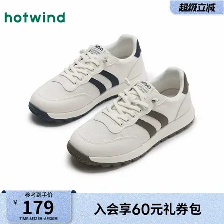 热风男鞋2025年春季新款男士时尚圆头运动休闲鞋系带拼色舒适鞋子图片