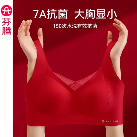 芬腾内衣女大胸显小收副乳文胸本命年红色结婚性感聚拢无钢圈胸罩图片
