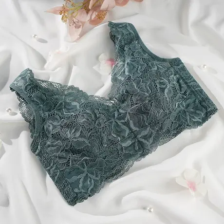 莎莲妮性感美背蕾丝薄杯无钢圈文胸大胸大码薄款女内衣收副乳聚拢图片