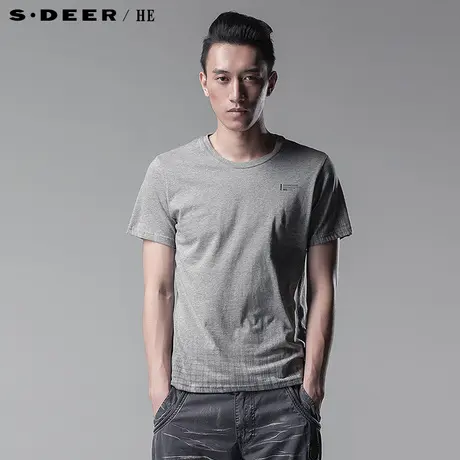 【上新】sdeerhe圣迪奥专柜正品男夏格纹印花休闲短袖T恤3270148图片