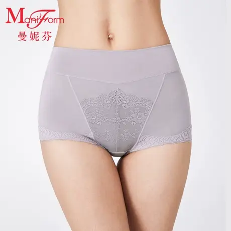 曼妮芬高腰低角裤性感蕾丝内裤女生舒适内搭底裤女抗菌棉内裆短裤图片
