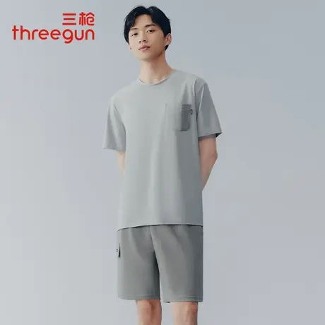 三枪男睡衣套装夏季凉感冰泉棉短袖短裤可外穿家居服简约有口袋商品大图
