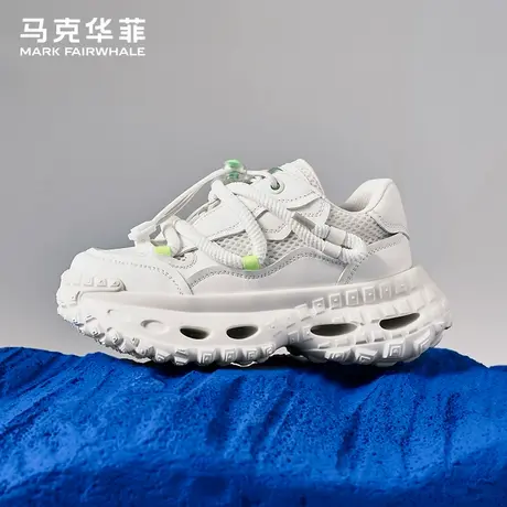 马克华菲官方旗舰店10cm内增高男鞋春季休闲一脚蹬情侣网面老爹鞋图片