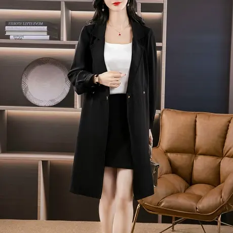 2024新款胖mm显瘦小蛮腰风衣外套春秋装显瘦遮肉减龄气质大码女装图片