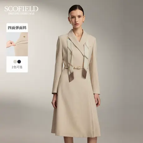 【易打理】Scofield女装气质收腰A字四面弹西装连衣裙2025春新品图片