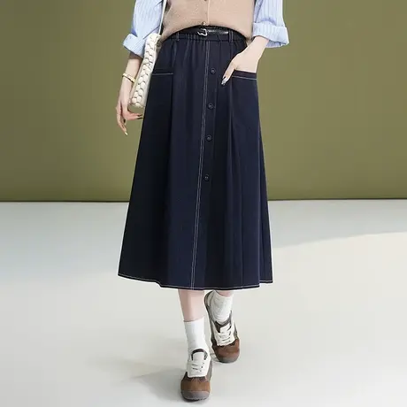 百搭休闲牛仔裙女显瘦A字裙2025秋季新款半身裙高腰减龄中长裙子图片