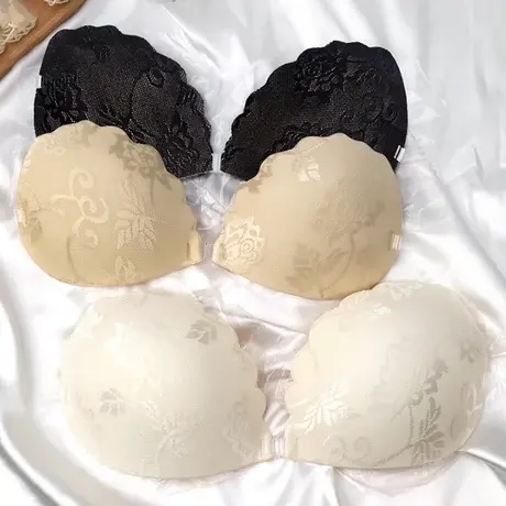 蕾丝胸贴女婚纱用吊带大胸大码乳贴小胸加厚聚拢上托硅胶隐形文胸图片