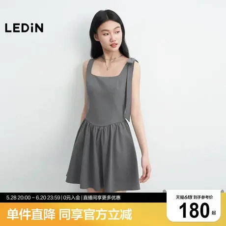 乐町无袖侧领口绑带蝴蝶结连衣裙女2025年夏季新款精致短款裙子图片