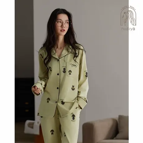 妮狄娅睡衣女秋季柔软棉长袖萌趣开衫款清新少女春秋季家居服套装图片