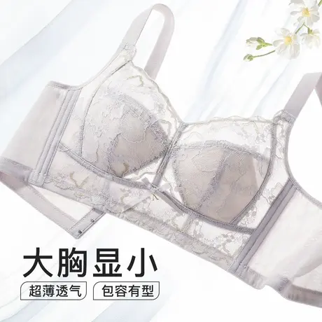 梦芭蒂大胸显小大码内衣女无钢圈防下垂薄款收副乳文胸罩初恋樱花图片