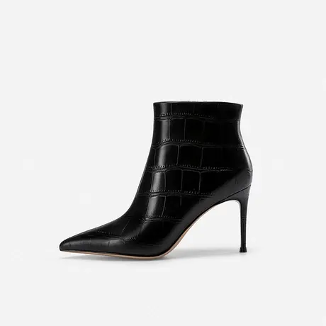 Nine West/玖熙2022年秋冬新款时装靴女尖头石头纹细高跟短靴图片