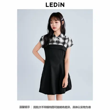 【商场同款】乐町拼接假两件连衣裙女2025夏季新款裙子C2FAF2160图片