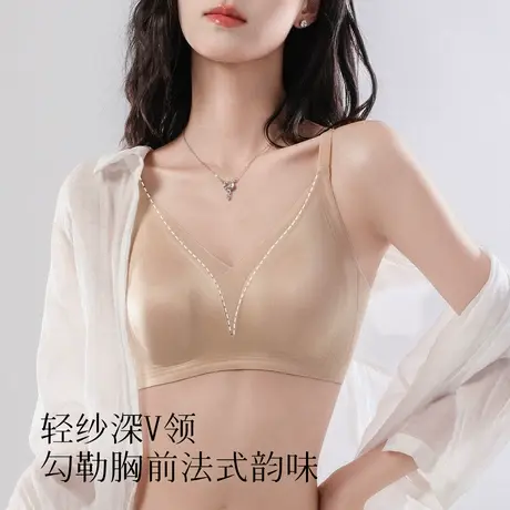 梦芭蒂缎面法式兔耳杯内衣女软支撑上托无钢圈夏季透气女士文胸图片