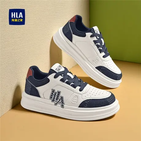 HLA/海澜之家男鞋新款秋季时尚拼接厚底板鞋百搭透气耐磨增高休闲图片