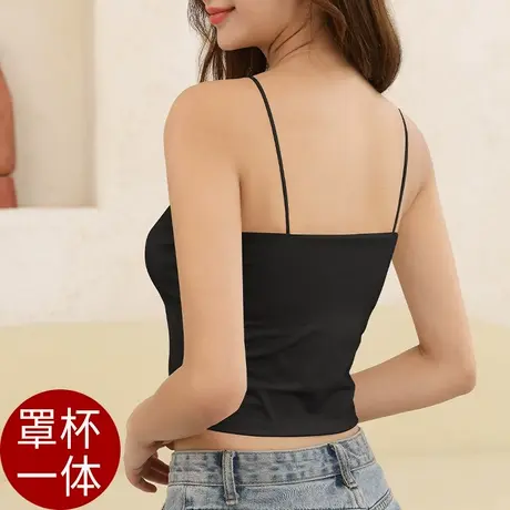 吊带背心女带胸垫一体式文胸bra夏薄款内搭美背内衣打底外穿抹胸图片