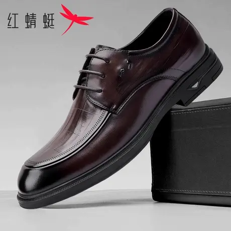 红蜻蜓2025春季新款皮鞋高档商务正装真皮英伦低帮圆头结婚新郎鞋图片