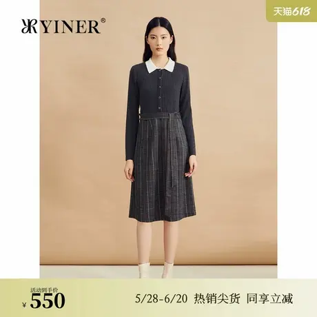 【格雷系】YINER音儿专选2024冬季新款法式假两件羊毛针织连衣裙图片