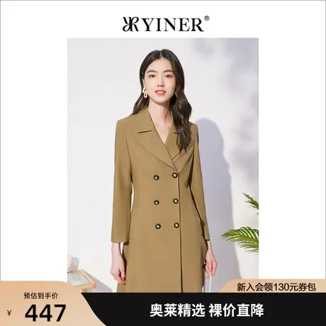 音儿美地女装2022秋季新款双排扣长袖基础款西装连衣裙图片