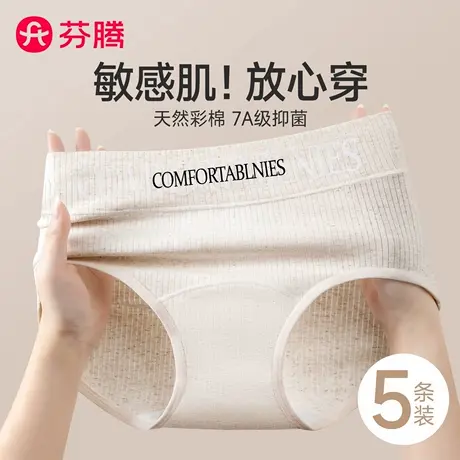 芬腾女士内裤女款纯棉7a抗菌全棉裆2025新款彩棉中低腰运动三角裤图片