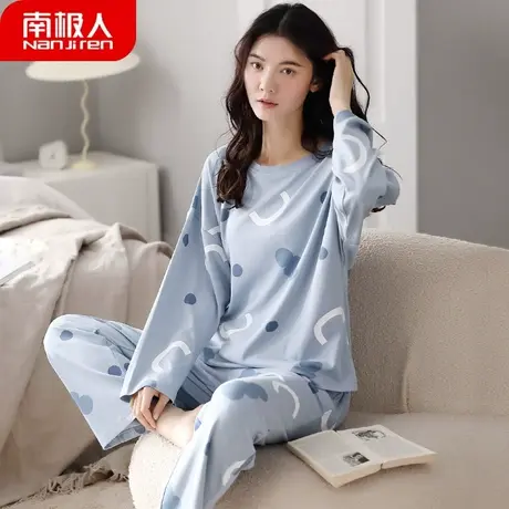 睡衣女春秋款 纯棉 女士长袖秋冬款纤丽家居服春秋季女款2023新款商品大图