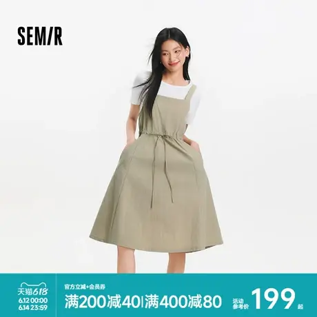 [商场同款]森马连衣裙女抽绳背带裙短款T恤2025夏新款气质两件套图片