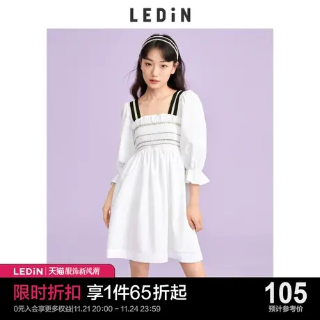 乐町设计感连衣裙休闲春夏新款女装白色初恋旅行遮肉图片