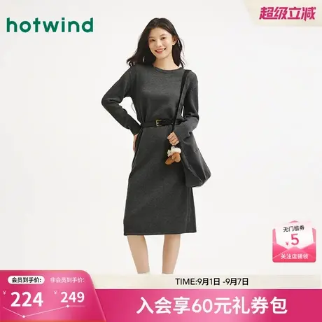 热风2025年冬季新款女士直筒针织连衣裙图片