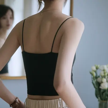美背一体式内衣细肩带文胸小吊带背心女内搭抹胸裹胸女夏季薄款图片