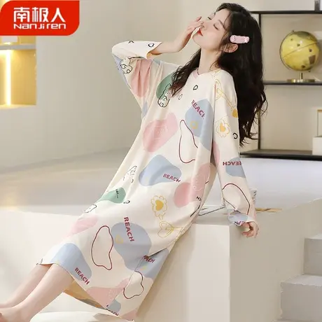 睡裙女春秋款纯棉长袖女士夏款孕妇率真睡衣女款春秋季2023年新款图片