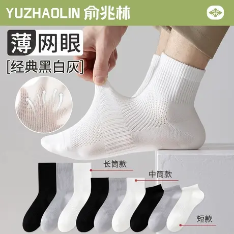 白色袜子男士中筒袜夏季薄款网眼透气短袜纯棉防臭运动吸汗春秋款图片