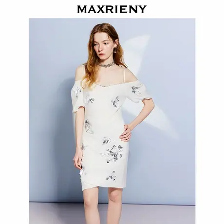 【商场同款】MAXRIENY国风复古绣花泡泡袖吊带连衣裙25夏季新款图片