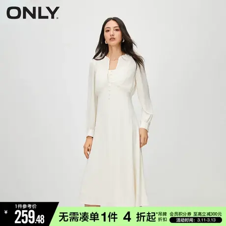 ONLY冬季气质通勤风百搭灯笼袖显瘦连衣裙女|123407016图片