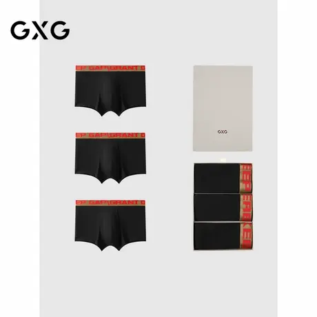 GXG男士内裤个性时尚哑光礼盒【三条装】黑色平角内裤送礼礼物图片