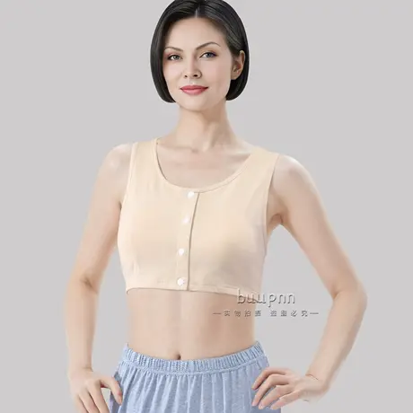 中年妇女背心式内衣文胸妈妈前扣短款胸罩棉图片