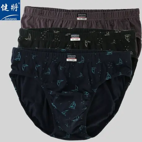 健将2条装全棉内裤大码宽松舒适透气青年中腰男士纯棉肥佬三角裤图片
