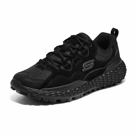 Skechers斯凯奇新款男鞋时尚拼接运动鞋舒适百搭黑色休闲鞋子图片