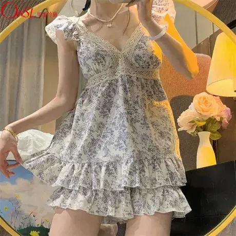 夏天性感V领带胸垫吊带睡衣女夏季家居服套装图片