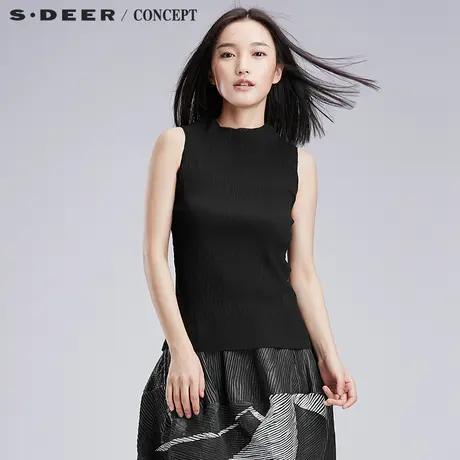 【新品】sdeer圣迪奥专柜正品夏设计感清透肌理无袖上衣S16280641图片