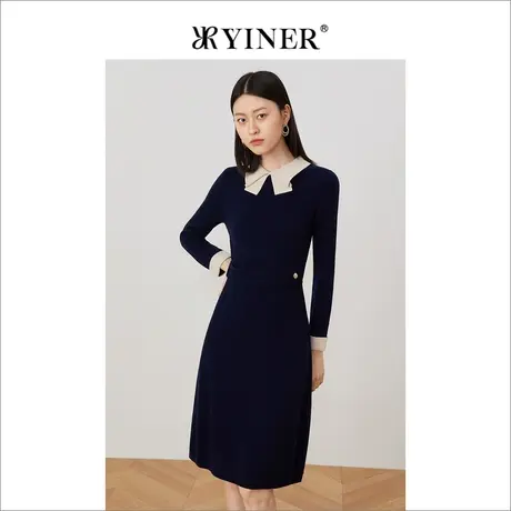 【音儿甄选】女装冬季新款羊毛含羊绒针织连衣裙图片