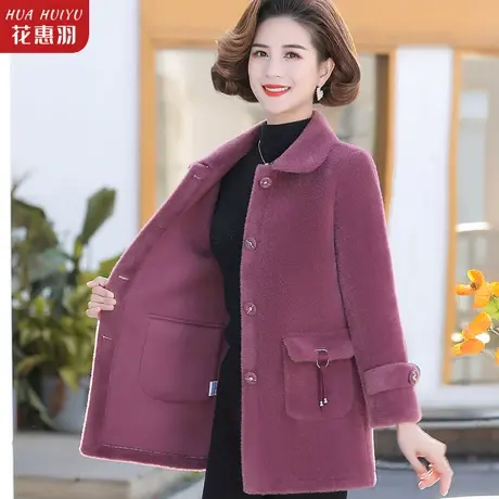 中老年女式风衣新款妈妈秋冬毛呢外套中年妇女冬装中长款呢子大衣商品大图