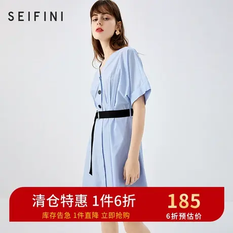 诗凡黎2021新款气质显瘦短袖连衣裙中韩版长款裙子女7A5191131图片