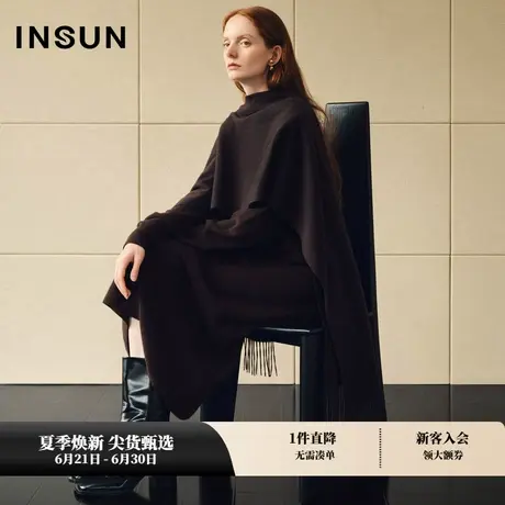 INSUN恩裳冬美拉德毛衣裙羊毛羊绒针织裙图片