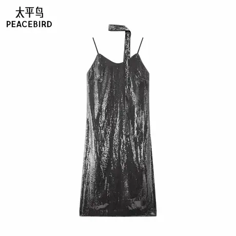 太平鸟吊带连衣裙女宴会仪式感连衣裙亮片连身2025新款A1FAF1485图片