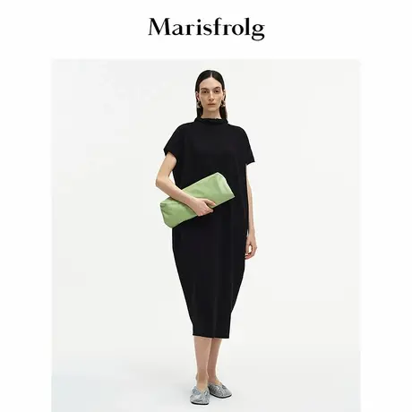 Marisfrolg玛丝菲尔2025秋新款黑色褶皱泡泡领茧型连衣裙背心长裙图片